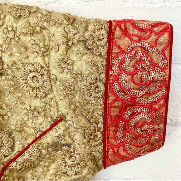 [New] Beautiful Gold / Natural Beige Blouse for Indian Clothes - Picture 3 of 5